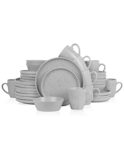 Stone Lain Jade 32pc Stoneware Dinnerware Set In White