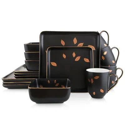 Stone Lain Jasper 16-piece Dinnerware Set Porcelain In Brass