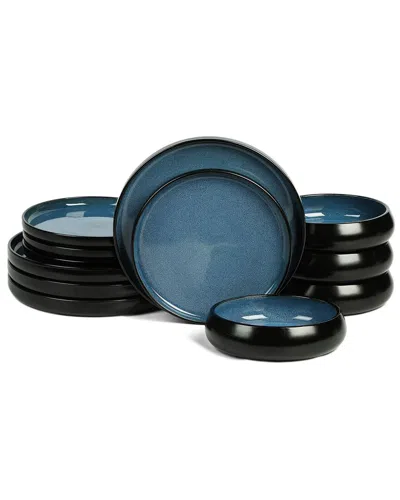 Stone Lain Lagoon Stoneware 12-piece Dinnerware Set In Blue