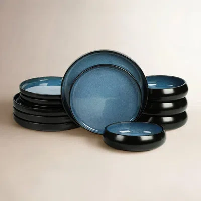 Stone Lain Lagoon 12-piece Dinnerware Set Stoneware In Blue