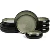 Stone Lain Lagoon Stoneware 12-piece Dinnerware Set In Green