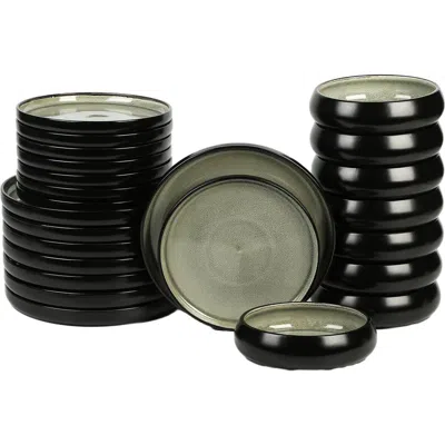 Stone Lain Lagoon Stoneware 24-piece Dinnerware Set In Green