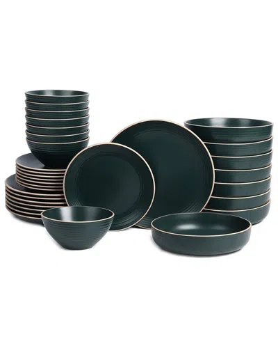 Stone Lain Lauren 32pc Stoneware Dinnerware Set In Black