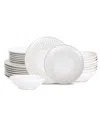 Stone Lain Linea Stoneware 24-piece Dinnerware Set In White