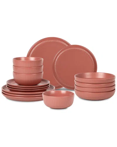 Stone Lain Logan 16pc Stoneware Dinnerware Set In Pink