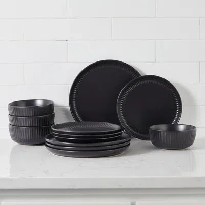 Stone Lain Logan 24-piece Dinnerware Set Stoneware In Black