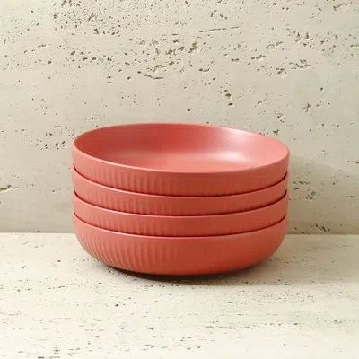 Stone Lain Logan 4-piece Bowl Set Stoneware In Red