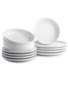 Stone Lain Macchio 12pc White Matte Stoneware Dinnerware Set In White