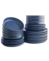 Stone Lain Macchio Blue Matte 24pc Stoneware Dinnerware Set In Blue
