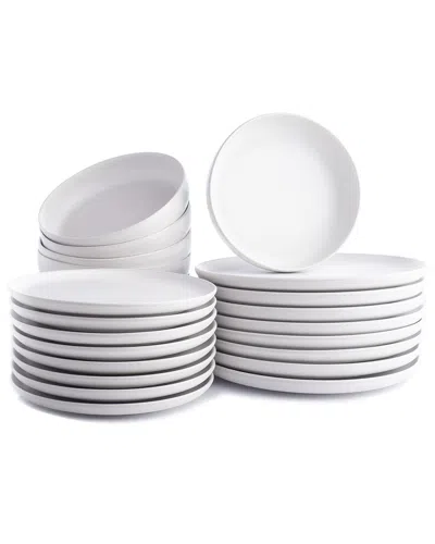 Stone Lain Macchio White Matte 24pc Stoneware Dinnerware Set