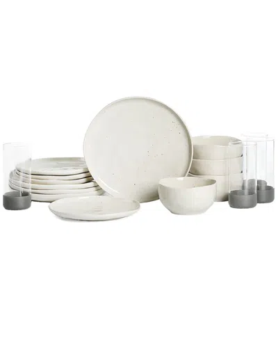 STONE LAIN STONE LAIN MIRELLA 16PC STONEWARE DINNERWARE SET WITH BOROSILICATE GLASS