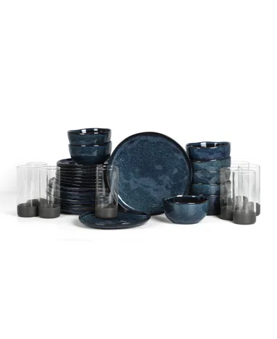 Stone Lain Mirella 32 Pc. Dinnerware & Glassware Set, Service For 8 In Blue
