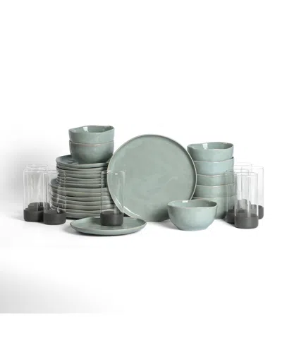Stone Lain Mirella 32 Pc. Dinnerware & Glassware Set, Service For 8 In Green