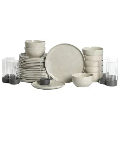 Stone Lain Mirella 32pc Stoneware Dinnerware Set With Borosilicate Glass