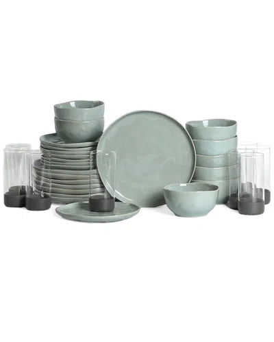 Stone Lain Mirella 32pc Stoneware Dinnerware Set With Borosilicate Glass