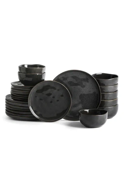 Stone Lain Mirella Stoneware 24-piece Dinnerware Set In Black