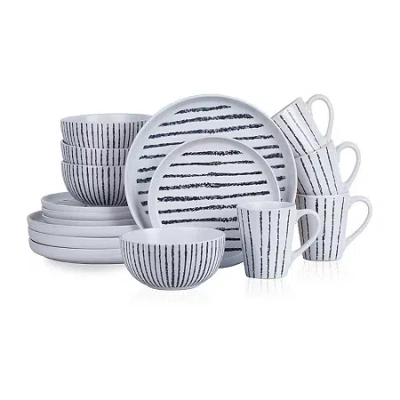 Stone Lain Nova 16-pc. Stoneware Dinnerware Set In Black