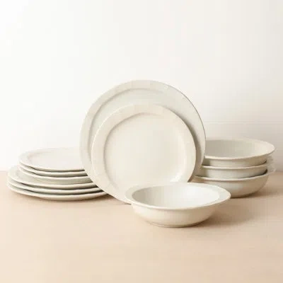 Stone Lain Oasis 12-piece Dinnerware Set Stoneware In White