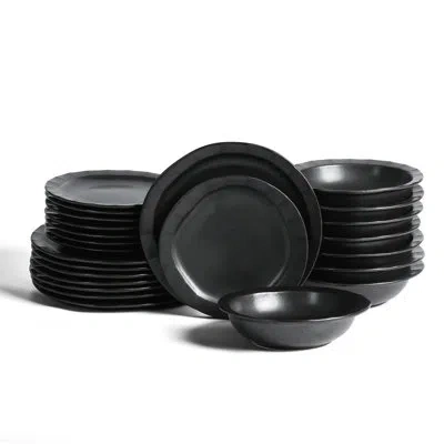 Stone Lain Oasis 24-piece Dinnerware Set Stoneware In Black