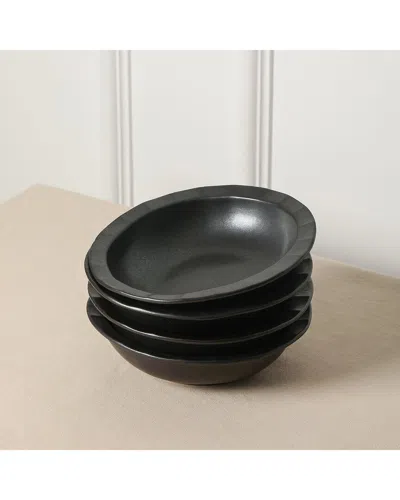 Stone Lain Oasis 4pc Pasta Stoneware Bowl Set In Black