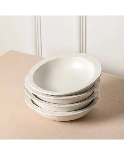 Stone Lain Oasis 4pc Pasta Stoneware Bowl Set In White