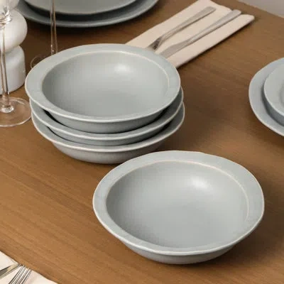 Stone Lain Oasis 4-piece Pasta Bowl Set Stoneware In Gray Blue