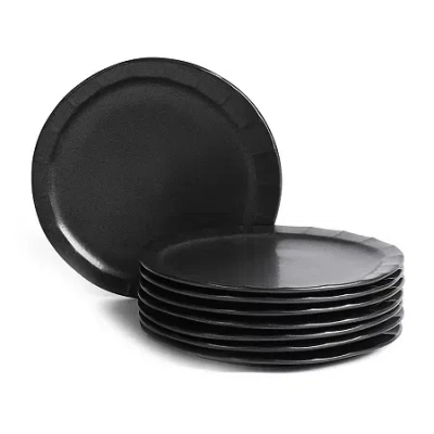 Stone Lain Oasis 8-pc. Stoneware Dinner Plate In Black