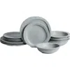 Stone Lain Oasis Stoneware 12-piece Dinnerware Set In Gray