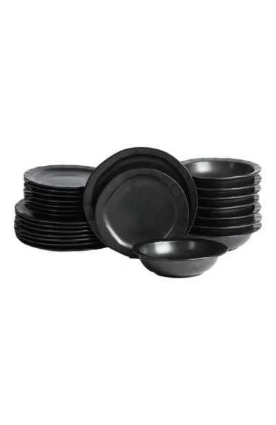 Stone Lain Oasis Stoneware 24-piece Dinnerware Set In Black