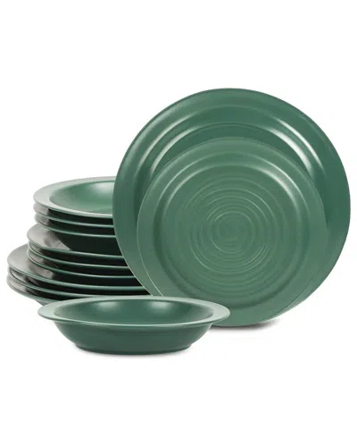 Stone Lain Orbit 12pc Stoneware Dinnerware Set In Green