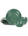 Stone Lain Orbit 12pc Stoneware Dinnerware Set In Green