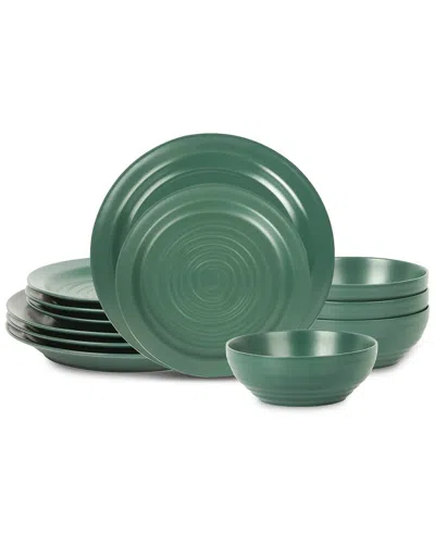 Stone Lain Orbit 12pc Stoneware Dinnerware Set In Green