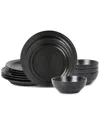 Stone Lain Orbit 12pc Stoneware Dinnerware Set In Grey