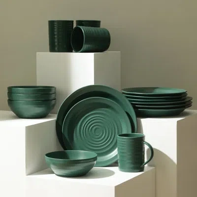 Stone Lain Orbit 16-piece Dinnerware Set Stoneware In Green