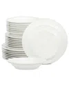 Stone Lain Orbit Stoneware 24-piece Dinnerware Set With Pasta Bowls In White
