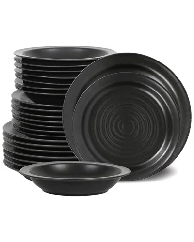 Stone Lain Orbit 24pc Stoneware Dinnerware Set In Black
