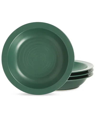 Stone Lain Orbit 4pc Stoneware Pasta Bowl Set In Green