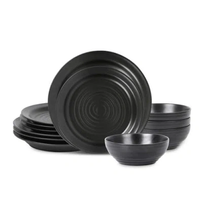 Stone Lain Orbit Stoneware 12-piece Dinnerware Set With Cereal Bowls In Charcoal