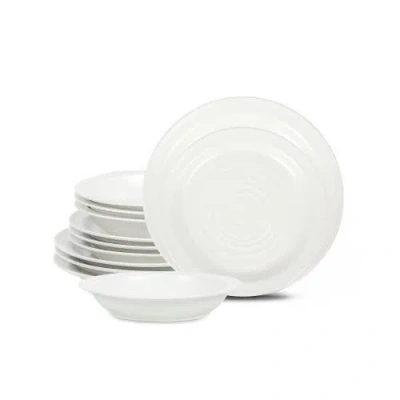 Stone Lain Orbit Stoneware 12-piece Dinnerware Set With Pasta Bowls In White