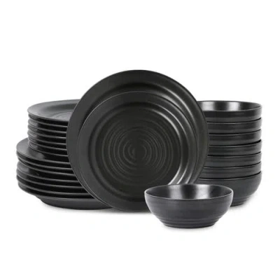 Stone Lain Orbit Stoneware 24-piece Dinnerware Set With Cereal Bowls In Charcoal