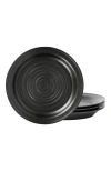 Stone Lain Orbit Stoneware 4-piece Dinner Plate Set In Black
