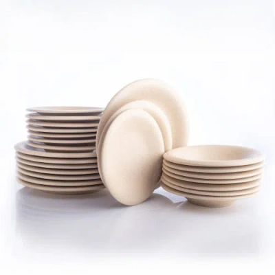 Stone Lain Porto By  Aro Stoneware 24-piece Dinnerware Set In Cream Matte