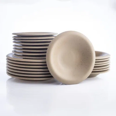 Stone Lain Porto By  Aro Stoneware 24-piece Dinnerware Set In Green Matte