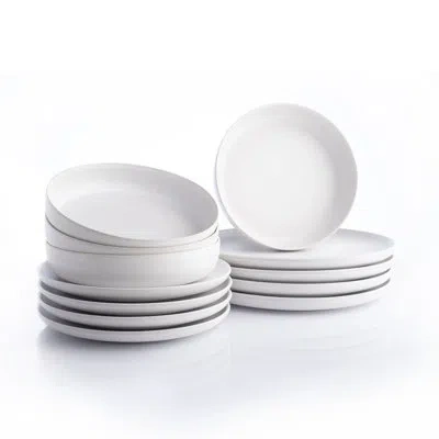 Stone Lain Porto By  Macchio 12-piece Dinnerware Set Stoneware In White