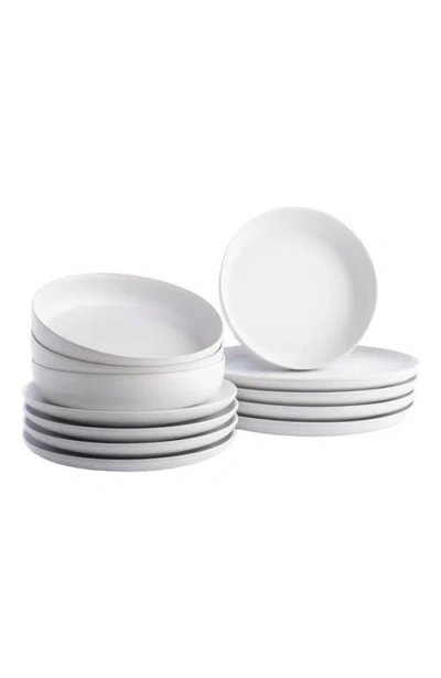 Stone Lain Porto By  Macchio Stoneware 12-piece Dinnerware Set In White