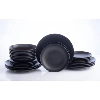 Stone Lain Porto By  Semplice 24-piece Dinnerware Set Stoneware In Black