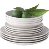 Stone Lain Semplice 12pc White Matte Stoneware Dinnerware Set In White