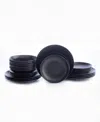 Stone Lain Semplice 24pc Black Matte Stoneware Dinnerware Set In Black Matte