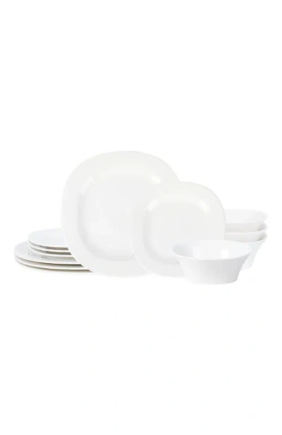 Stone Lain Quadro Porcelain 12-piece Dinnerware Set In White
