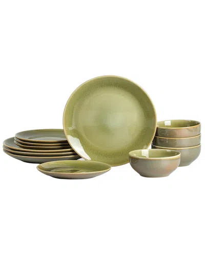 Stone Lain Riley 12pc Dinnerware Set In Green